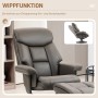 Grauer Relaxsessel mit Hocker und Wippfunktion aus Kunstleder von HOMCOM.