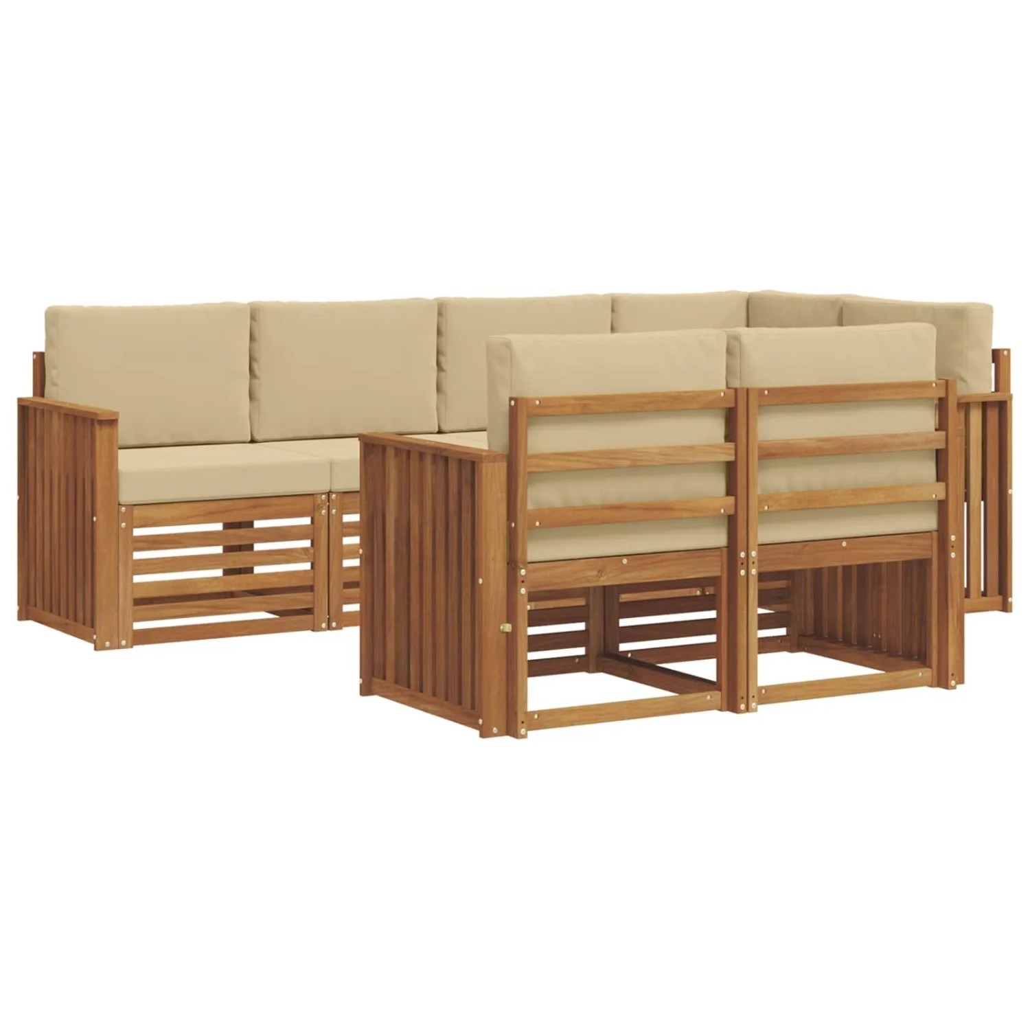 vidaXL Sofagarnituren 7 Tlg Natur und Beige Massivholz Akazie 3374968