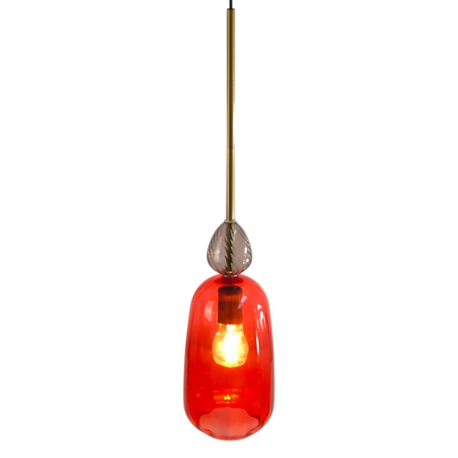 Dapo Decken Pendelleuchte Leni 15cm Glas Rot Anthrazit E27 IP20 günstig online kaufen