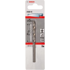 Bosch Metallbohrer Pro HSS-G, 5mm, DIN 338, für präzise Bohrungen in Metall.