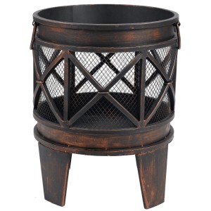 Tepro Feuerstelle Gracewood, schwarz/bronze, mit Funkenschutz und Schürhaken.