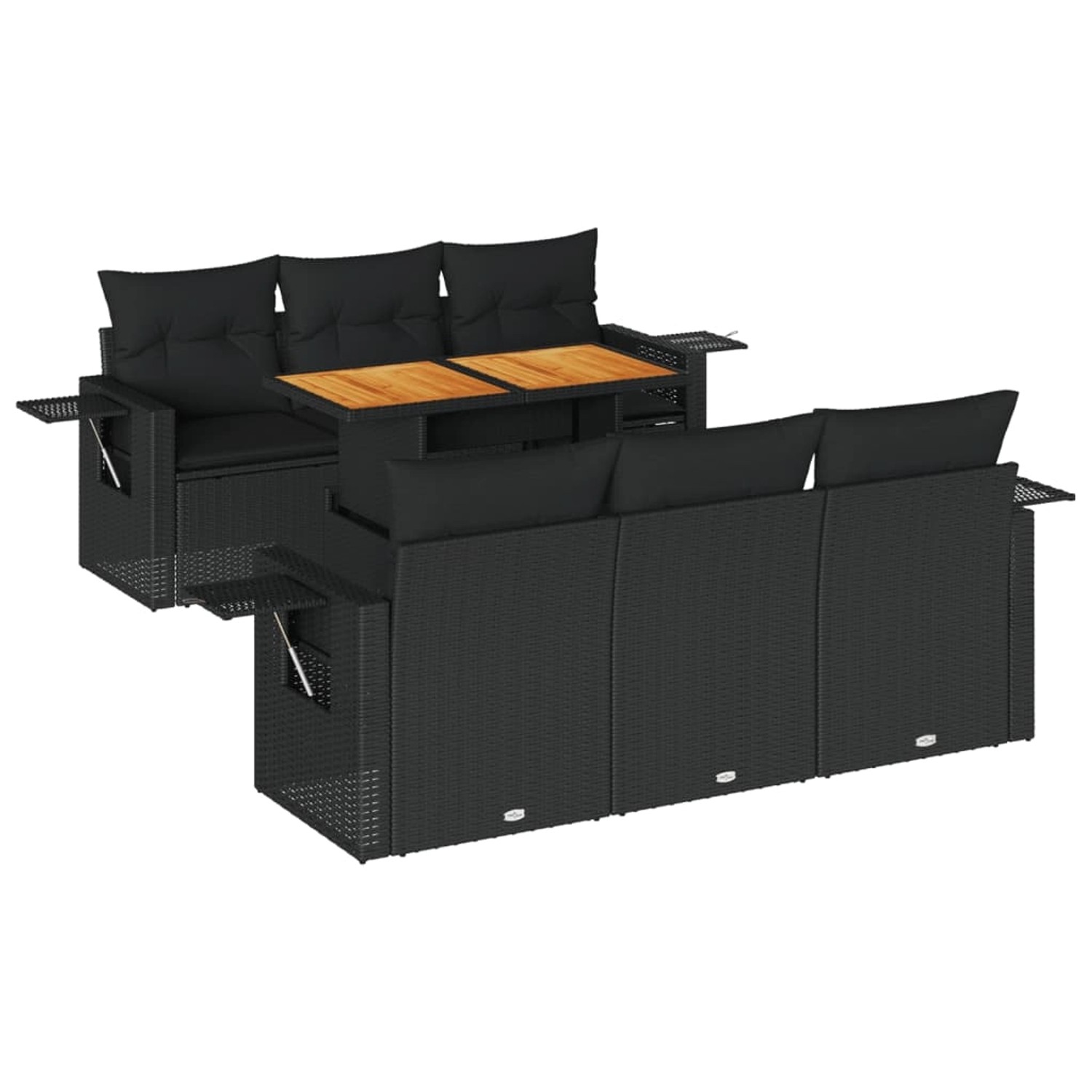 vidaXL 7-Tlg Garten-Sofagarnitur mit Kissen Schwarz Poly Rattan 3327107 günstig online kaufen