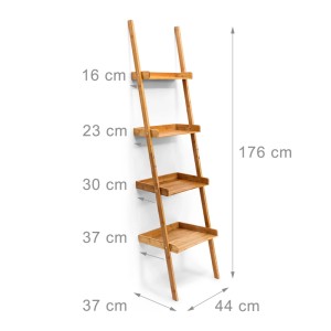 Relaxdays Leiterregal Bambus Natur 4-stufig 176 cm x 44 cm x 37 cm 4,5 kg