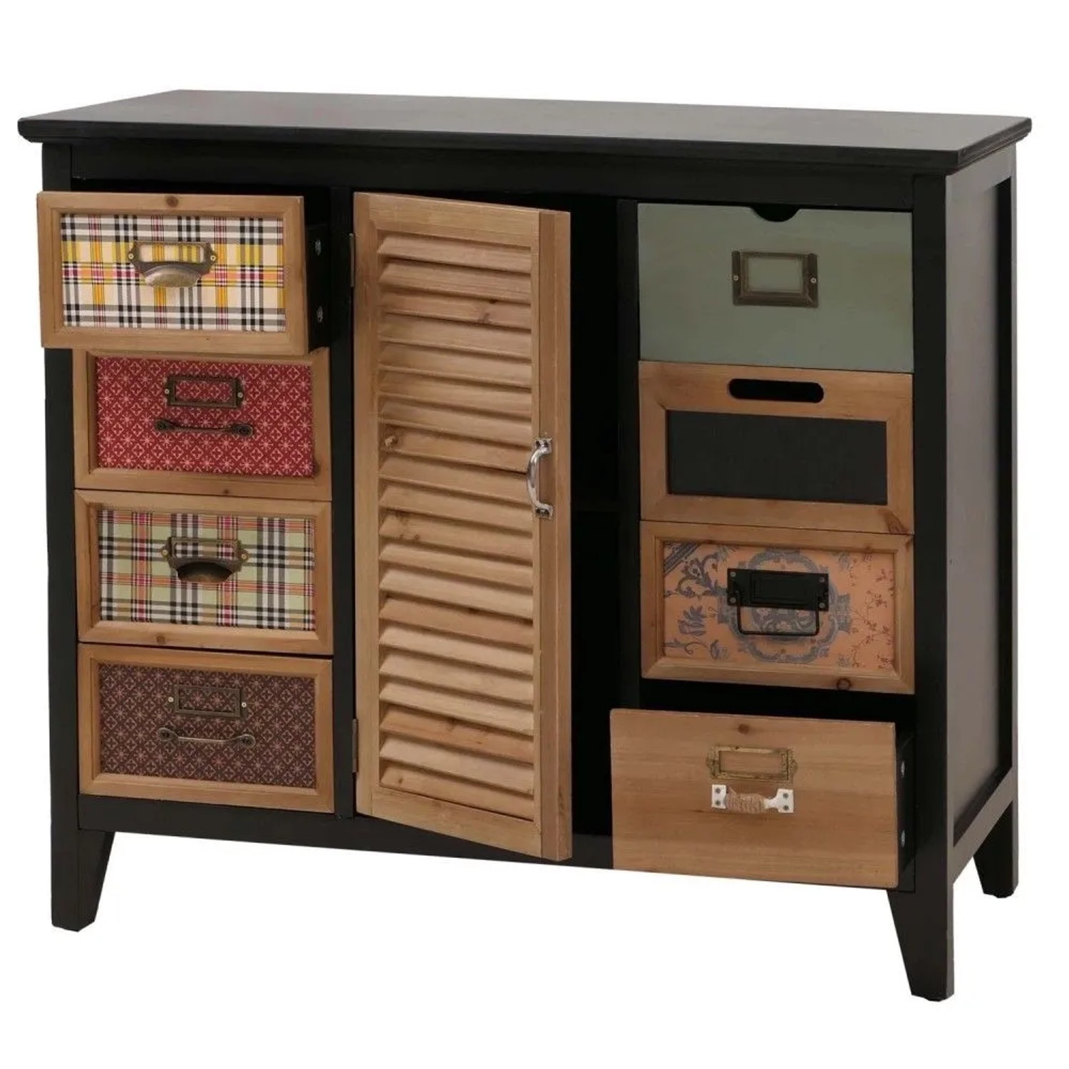 MCW Apothekerkommode O63 Vintage Shabby Fensterladen Korpus Schwarz