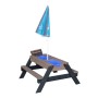 Axi Sand- und Wasser-Picknicktisch Nick grau/blau mit Sonnenschirm, ideal für Kinder.