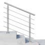 Edelstahl Geländer 150 cm mit 5 Querstäben auf Betontreppe. Gebürstetes Design für Innen & Außen.