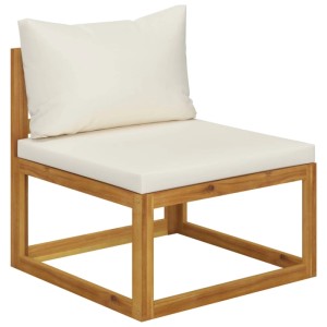 vidaXL Gartenmöbel: Lounge-Sessel aus Akazienholz mit creme-weißem Kissen.