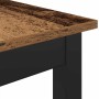 Moderner Esstisch aus Holzwerkstoff: braune Platte mit Holzmaserung, schwarze Metallbeine. Robustes Design.