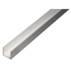 U-Profil aus Aluminium, 8x8x1000 mm, ideal für Konstruktionen und als Schutz.