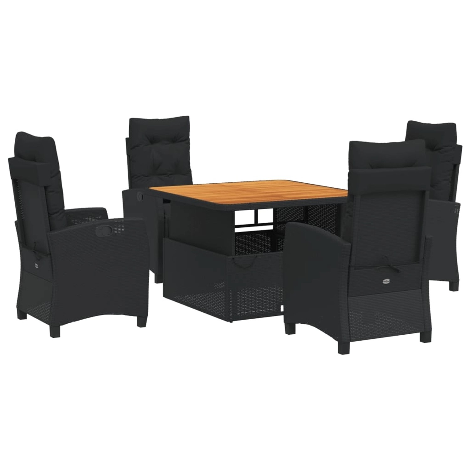 vidaXL 5-Tlg Garten-Essgruppe mit Kissen Schwarz Poly Rattan 3277390