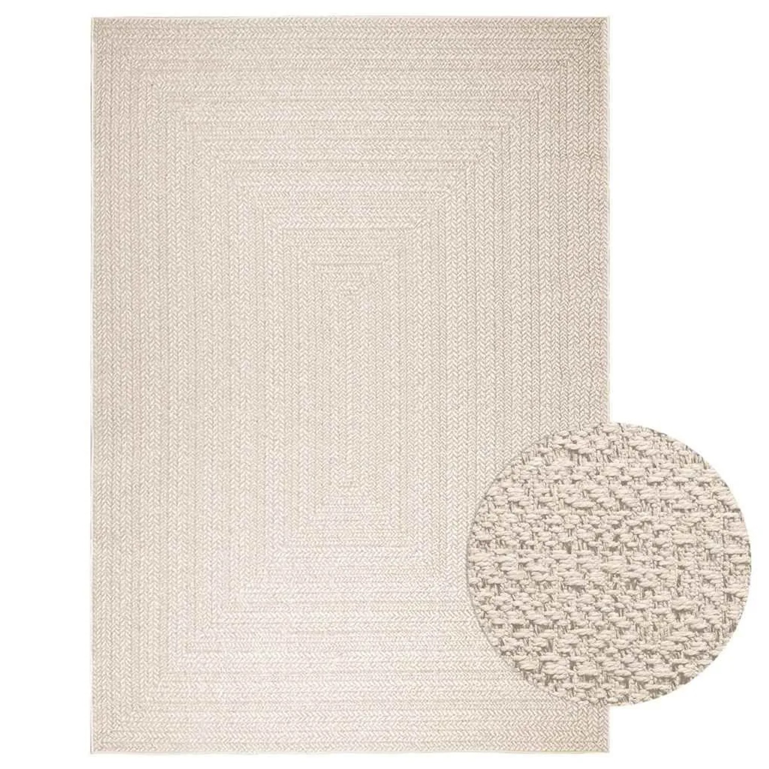 vidaXL Teppich ZIZUR Creme 200x290 cm Jute-Optik Indoor und Outdoor 4010368 günstig online kaufen
