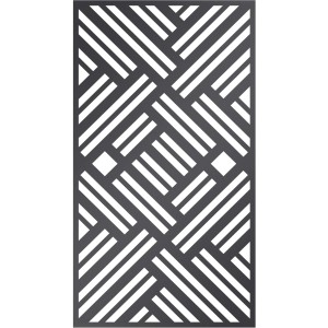 Eleo Sichtschutz Adda Metall, anthrazitfarbener Gartenzaun mit geometrischem Muster.