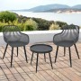 Svita Philly Sitzgruppe, 3-teilig, grau/schwarz. Gartenmöbel Set mit Tisch und zwei Stühlen.