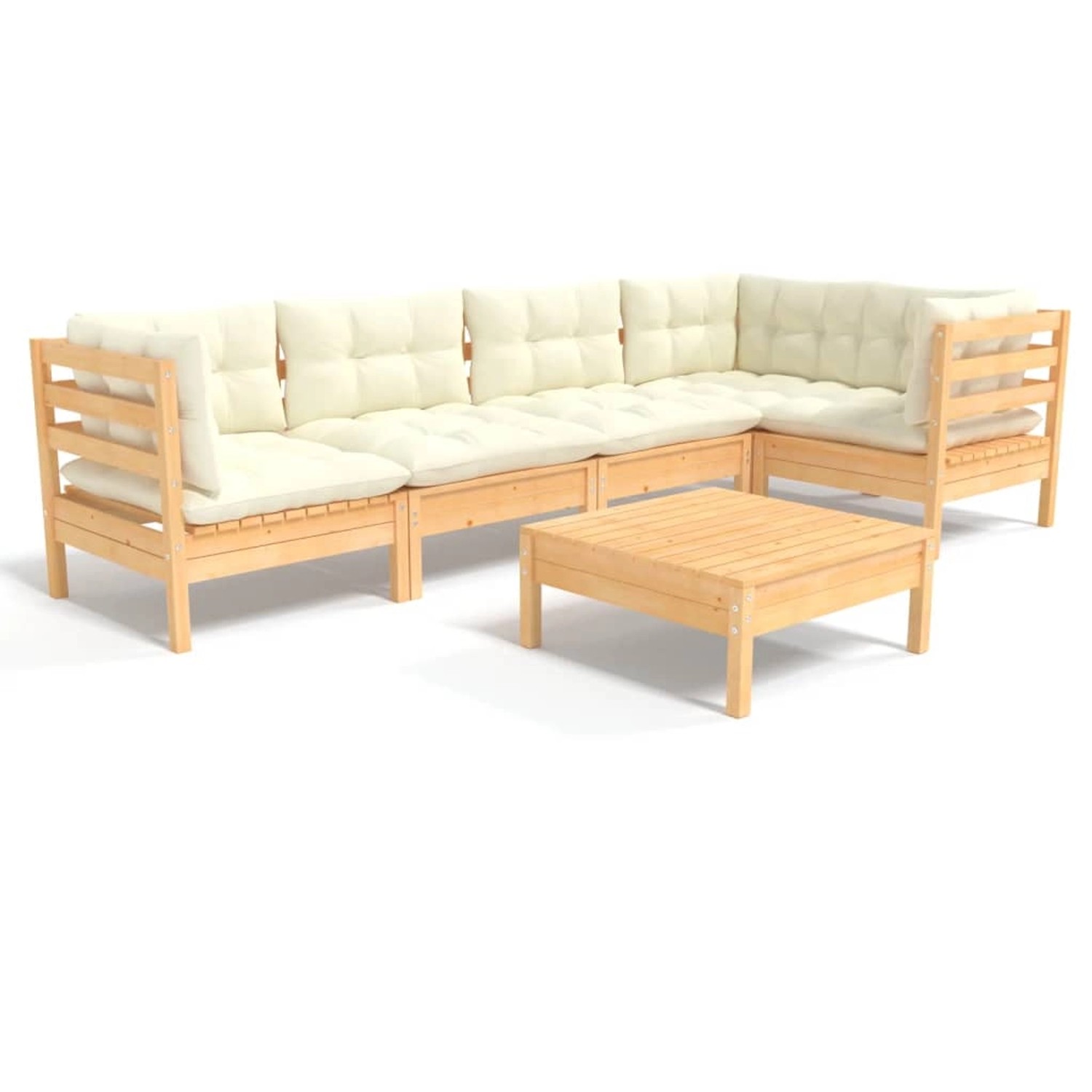 vidaXL 6-tlg Garten-Lounge-Set mit Creme Kissen Kiefernholz Modell 8