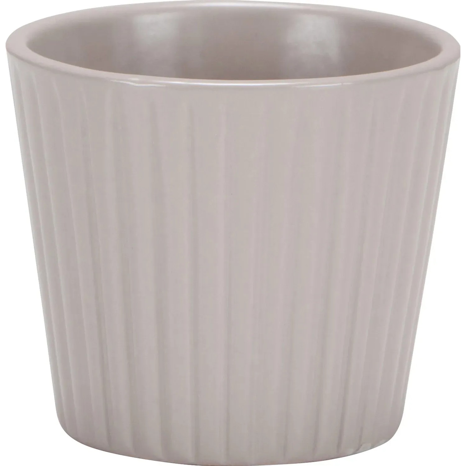 Scheurich Übertopf Expressive 937, Ø 7 cm, in Beige mit gerippter Struktur.