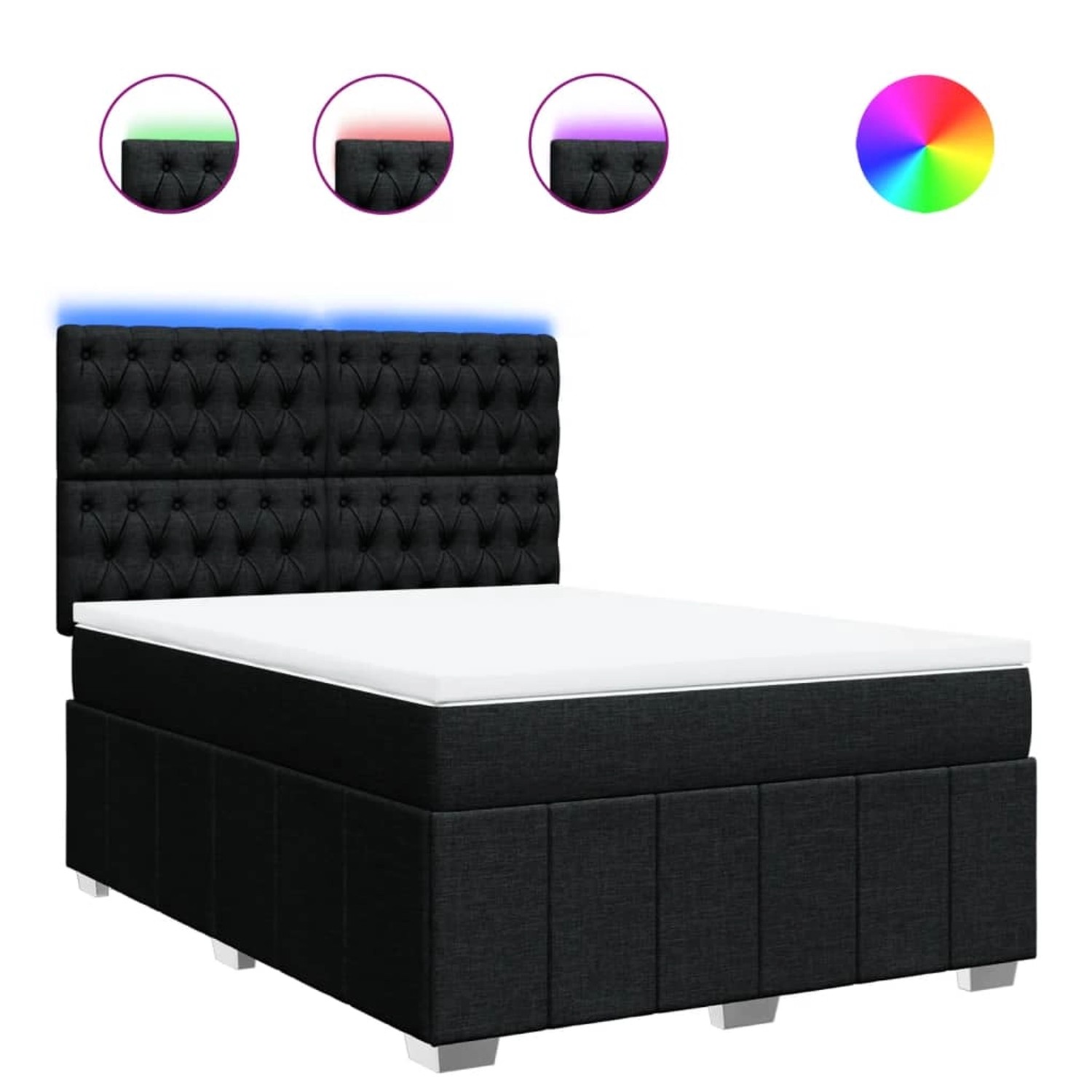 vidaXL Boxspringbett mit Matratze Schwarz 160x200 cm Stoff 3294028 günstig online kaufen