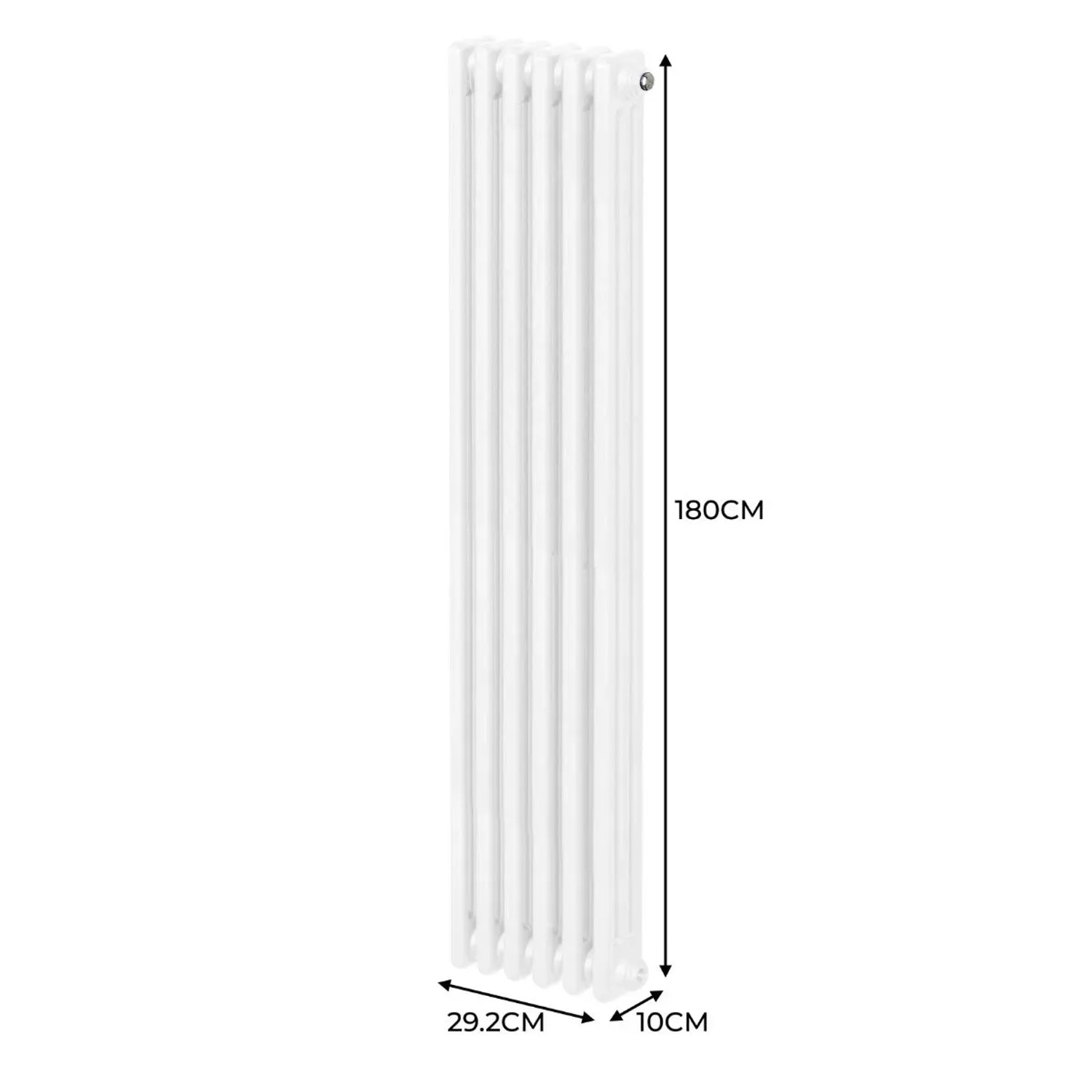 Weißer 3-Säulen Heizkörper, 1800x292mm, traditionelles Design für effiziente Wärme.