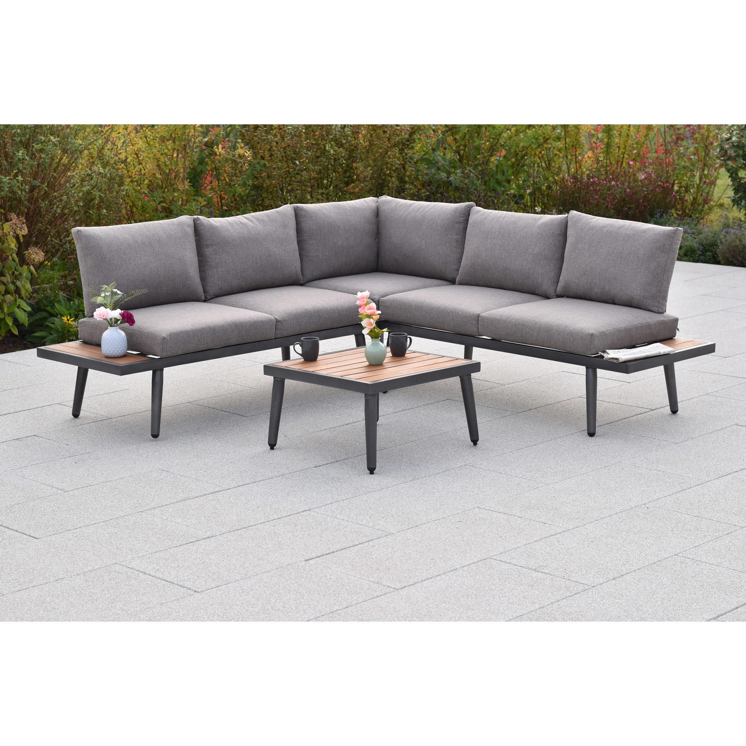 Merxx Korfu Eck-Set Eckbank mit seitlicher Ablage Gartentisch günstig online kaufen