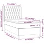vidaXL Boxspringbett dunkelgrau (90x190 cm) mit Matratze und Kopfteil, Stoffbezug. Bett Details mit Maßen.