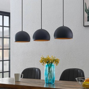 Lindby Pendelleuchte Tarjei 9627347 Modern in Schwarz aus Metall 3-flammig E27 Wohnzimmerleuchte