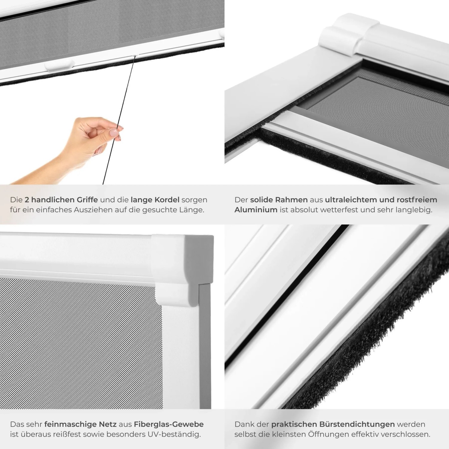 Tectake Aluminium Insektenschutzrollo  Mit Bürstendichtungen Individuell Kürzbar 110 x 160 cm 5 x 110 x 160 cm Weiß_5
