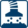 Symbol für Staubabsaugung bei Bosch Kapp- und Gehrungssäge. Staubfreies Arbeiten.