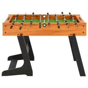 Klappbarer Kickertisch in Hellbraun/Schwarz, ideal für Sport und Spiel.
