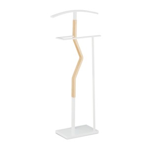 Relaxdays Herrendiener Stahl Holz Weiß Freistehend 107 cm x 48 cm x 20 cm