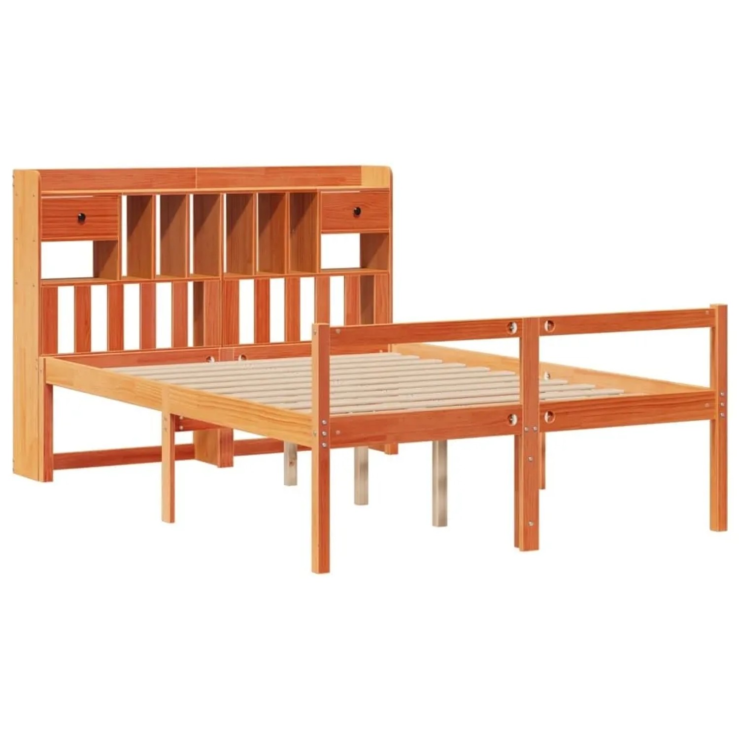 vidaXL Massivholzbett mit Regal ohne Matratze Wachsbraun 140x190 cm 3322069 günstig online kaufen