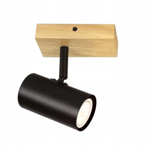 ZMH Deckenstrahler GU10 1-fach Schwarz Retro Metall Holz 350° Schwenkbar max. 40W