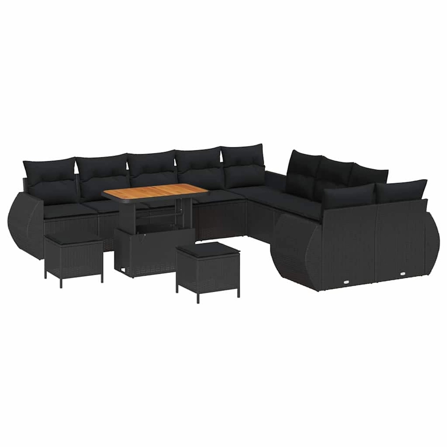 vidaXL Garten-Sofa-Set 13-Tlg Schwarz Poly Rattan 3361934 günstig online kaufen