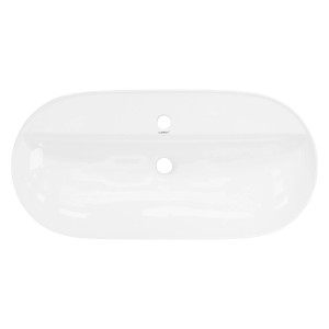 ML-Design Waschbecken, Keramik, weiß, 80x40 cm, oval, inkl. Ablaufgarnitur, Aufsicht