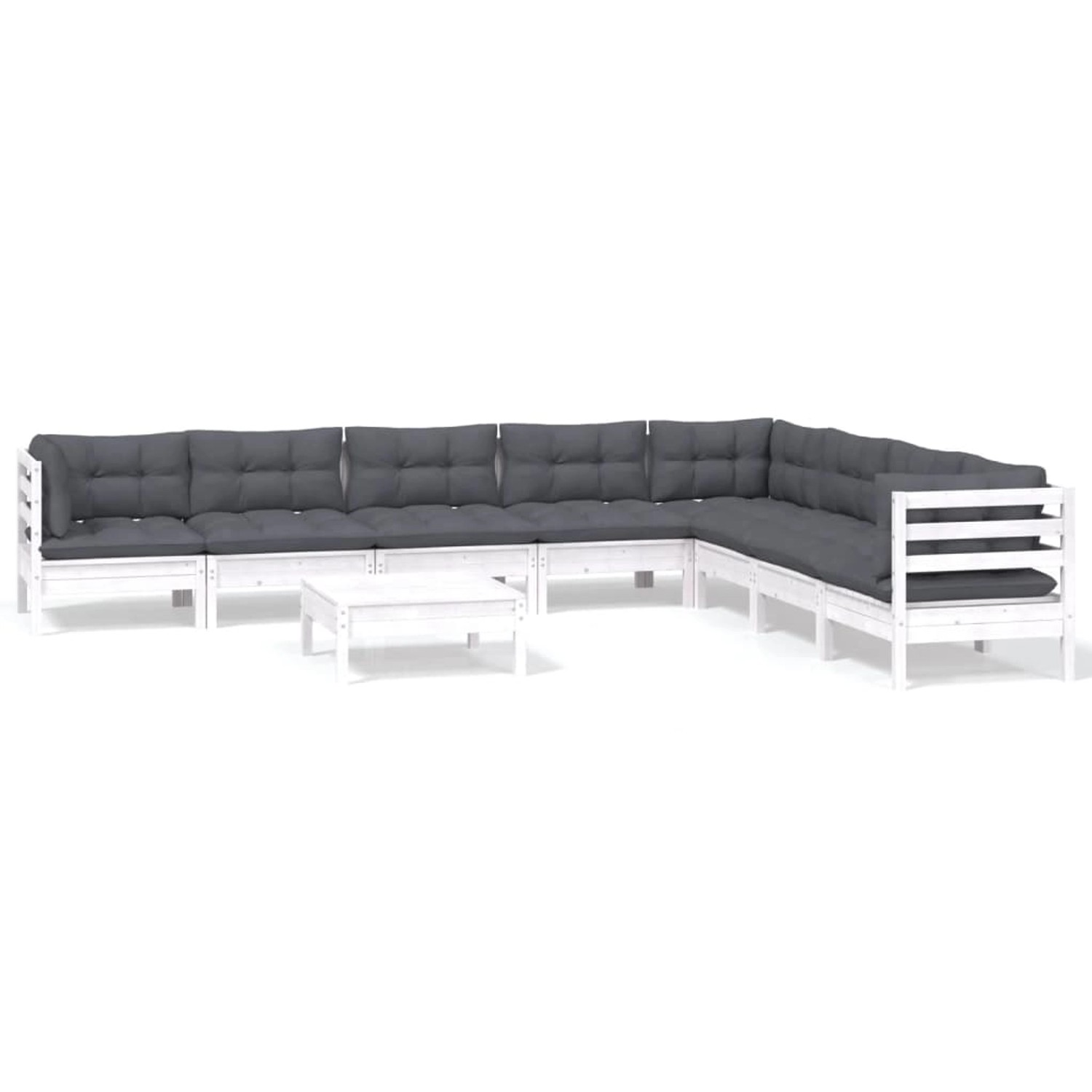 vidaXL 9-tlg Garten-Lounge-Set mit Kissen Weiß Kiefer Massivholz Modell 28 günstig online kaufen