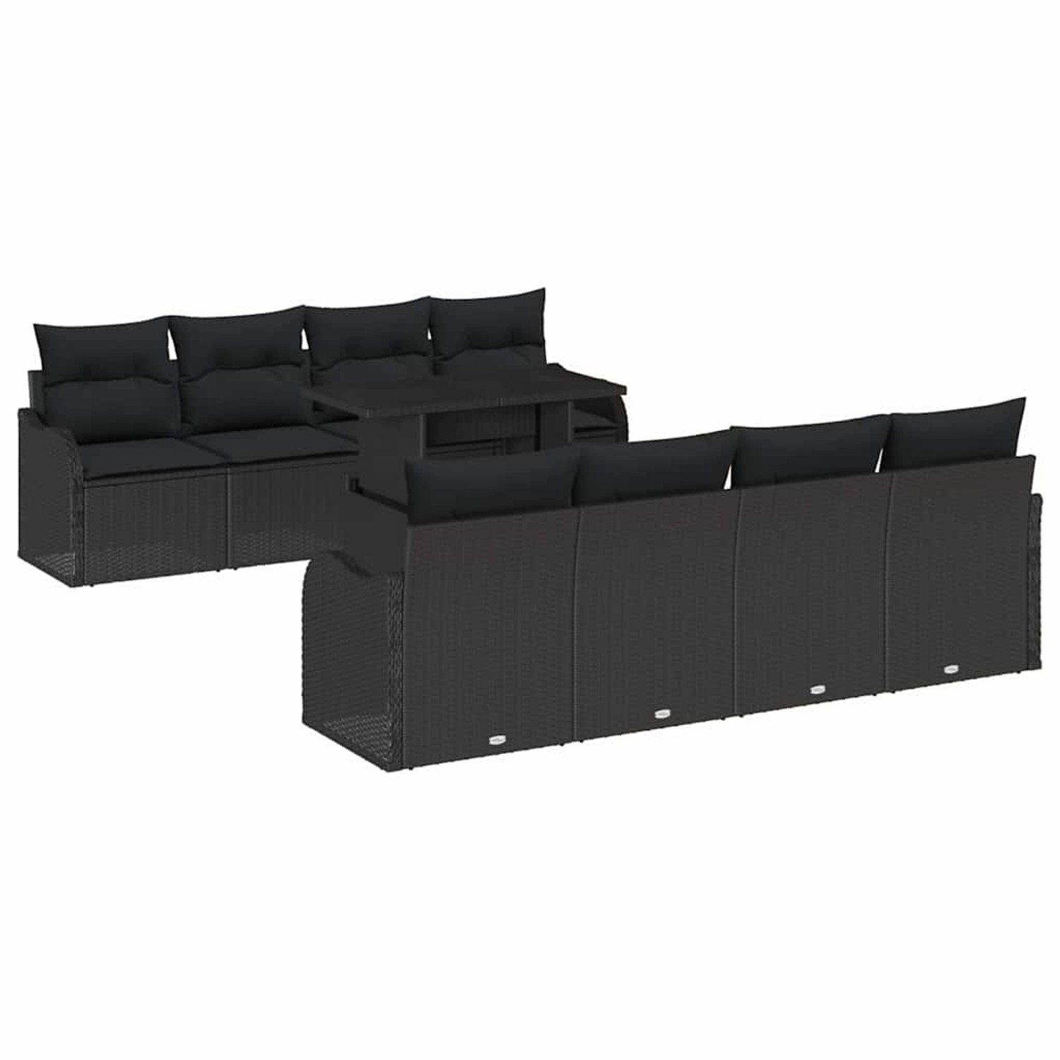 vidaXL Garten-Sofa-Set mit Kissen 7-Tlg Schwarz Poly Rattan 3348429 günstig online kaufen