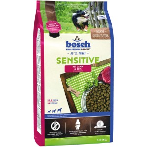 Bosch Sensitive Lamm & Reis 1kg, glutenfreies Spezialfutter für Hunde mit Unverträglichkeiten.