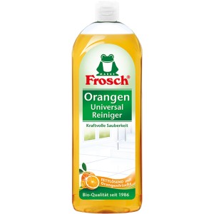 Flasche Frosch Orangen Universal-Reiniger 750ml für kraftvolle Reinigung von Oberflächen und Böden.