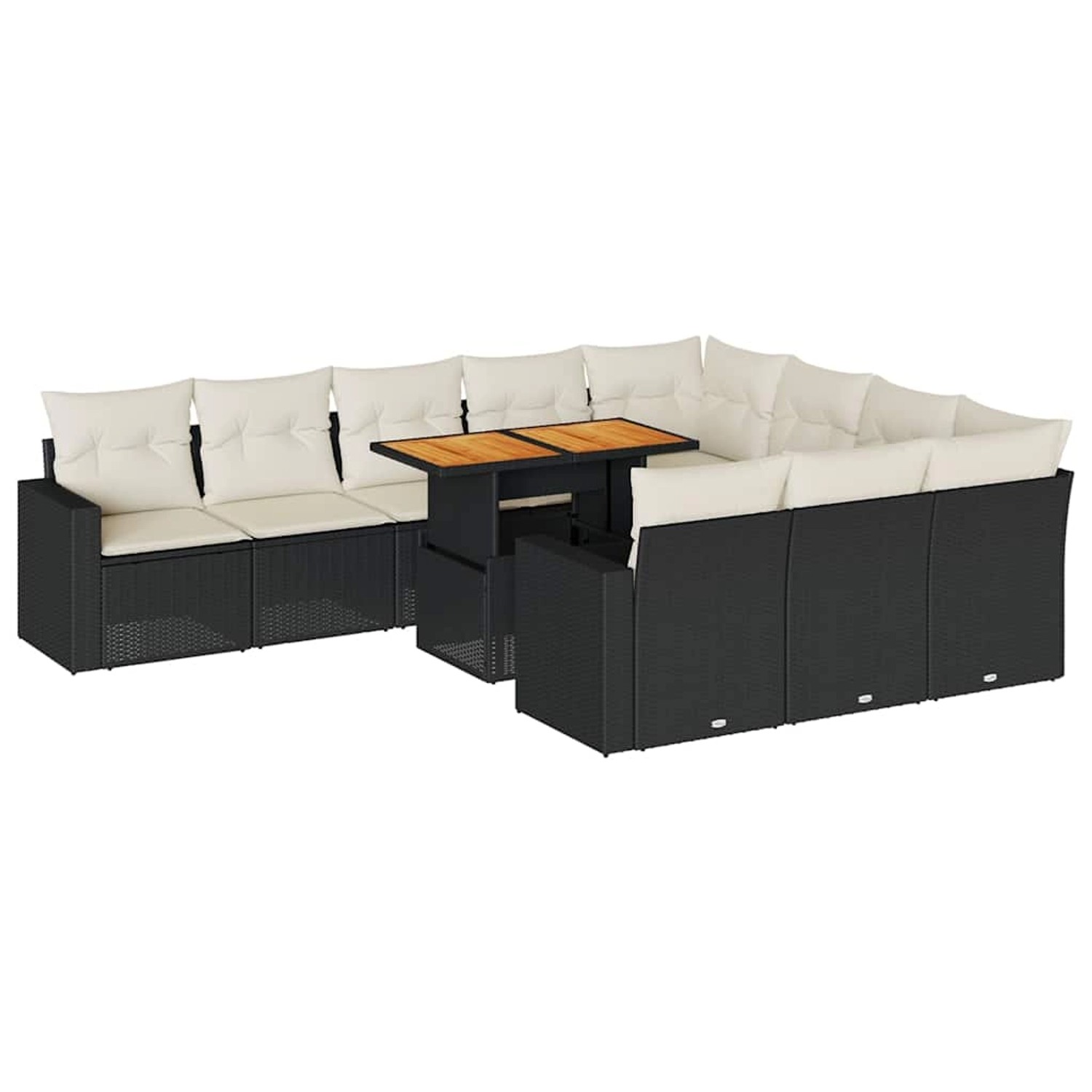 vidaXL 11-Tlg Garten-Sofagarnitur mit Kissen Schwarz Poly Rattan 3327087 günstig online kaufen