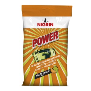 Nigrin Scheiben-Reinigungstücher Power Melone, 20 Stück, für streifenfreie Autopflege.