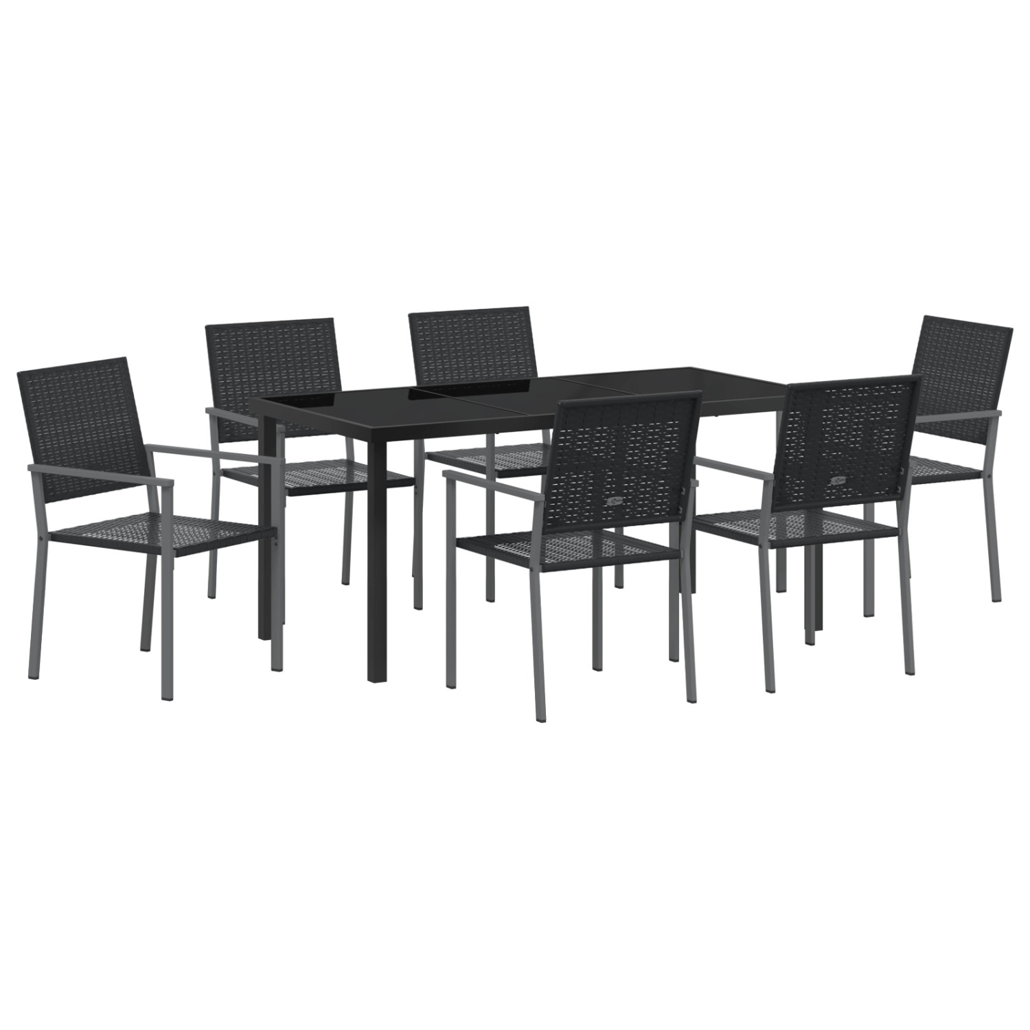 vidaXL Garten Essgruppe 7-Tlg Schwarz Poly Rattan 3379083 günstig online kaufen