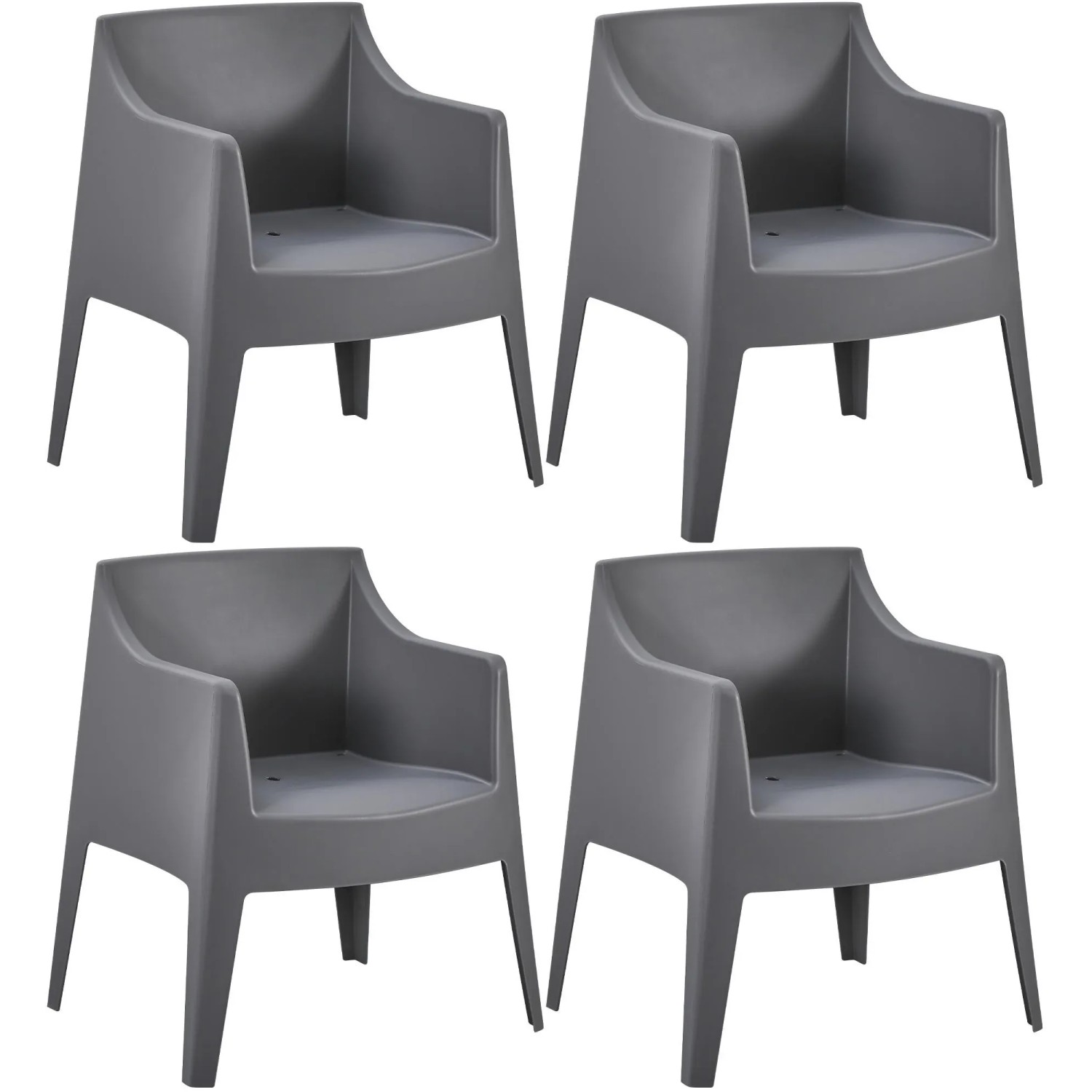 DELUKE Gartenstuhl HENRI 4er Set 73x57x78cm Kunststoff Dunkelgrau Stapelstuhl Loungestuhl Garten Outdoor-Stuhl