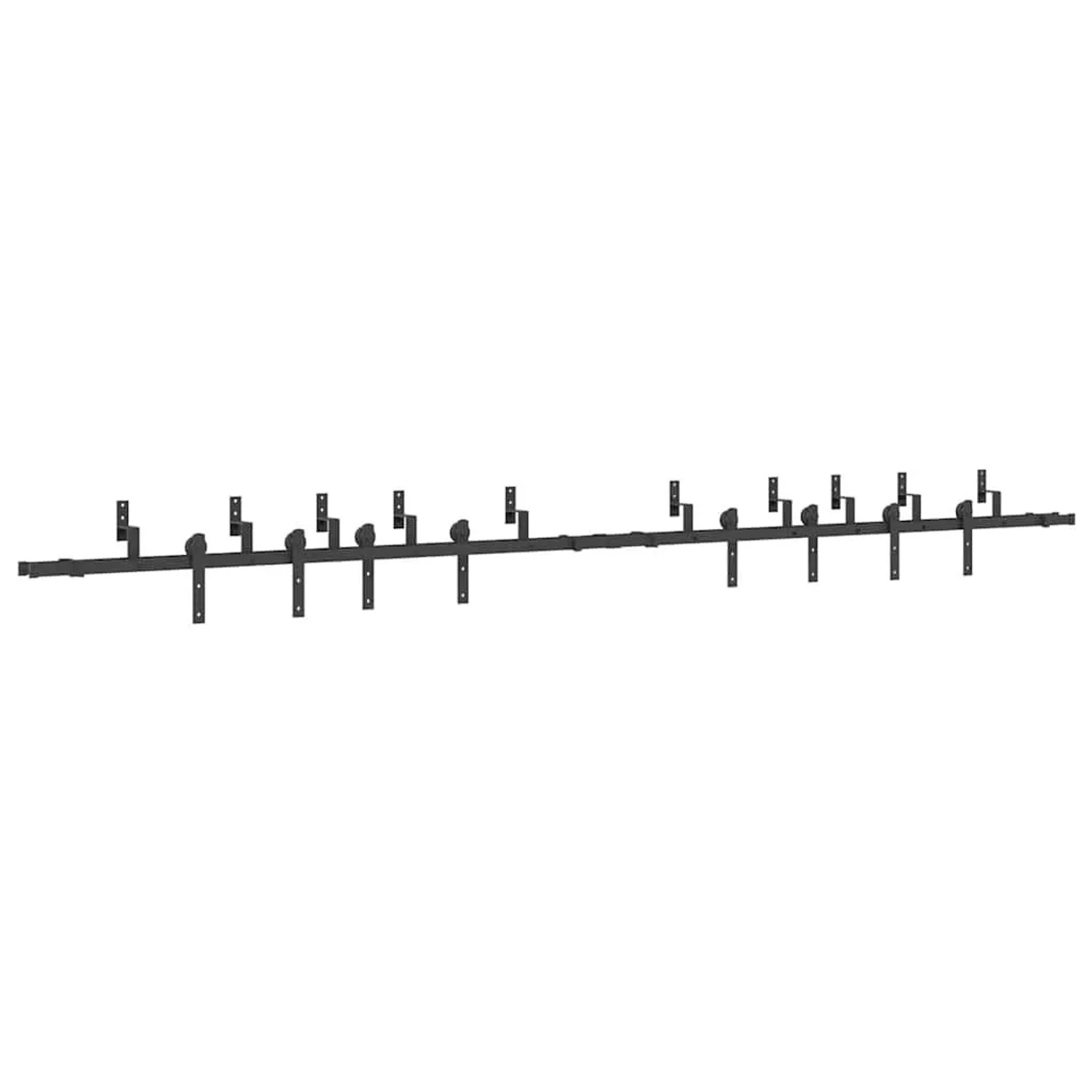 vidaXL Schiebetürbeschlag-Set 427 cm Stahl Schwarz 3295744
