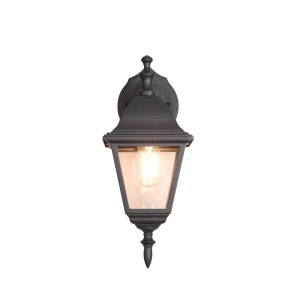 Schwarze Trio LED-Laterne Livenza für Außenwand, 14x34x19 cm.