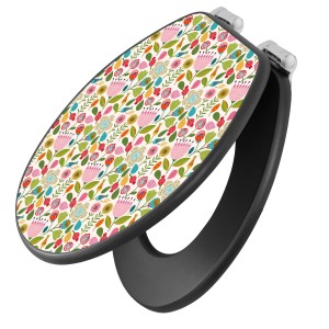 Banjado WC-Sitz Anthrazit mit Motiv Rosa Kelch Hell, Absenkautomatik, MDF Toilettendeckel.