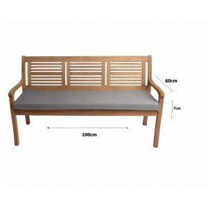 Graues Setgarden Kissen (100x60x7cm) auf Gartenbank. Bequeme Sitzauflage für 2-Sitzer Bänke.