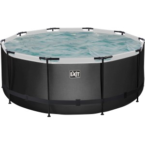 Runder Exit Black Leather Stahlrahmen Pool, ø 360 cm, mit Filterpumpe und Leiter.