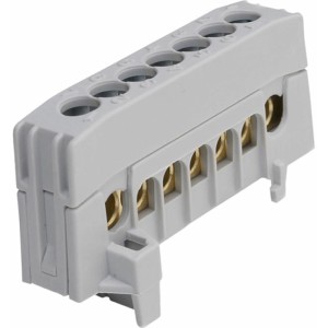 Graue Verbindungsklemme mit N/PE-Klemme, 12x16 mm, fingersicher.