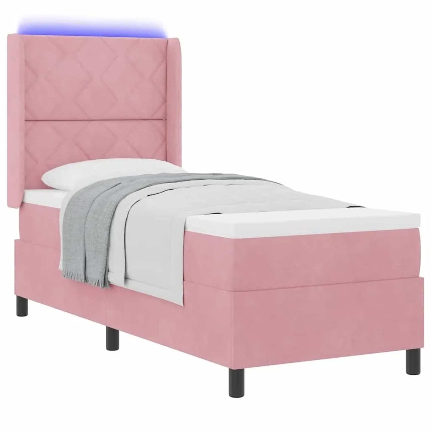 vidaXL Boxspringbett mit Matratze mit LED Rosa 80 x 200 cm Samt 3343897
