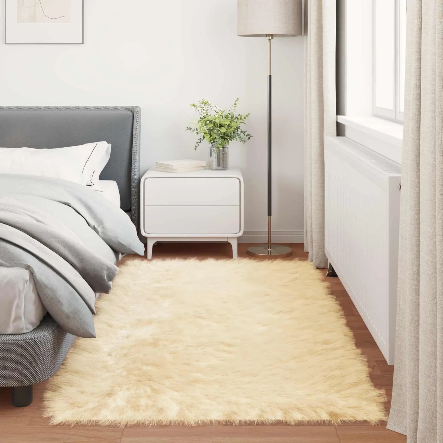 vidaXL Kunstschaffell Teppich Tafalla Creme 100 x 200 cm Polyester 42021503_4