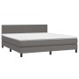 Graues vidaXL Boxspringbett 180x200 cm mit Kunstleder-Bezug und Matratze.