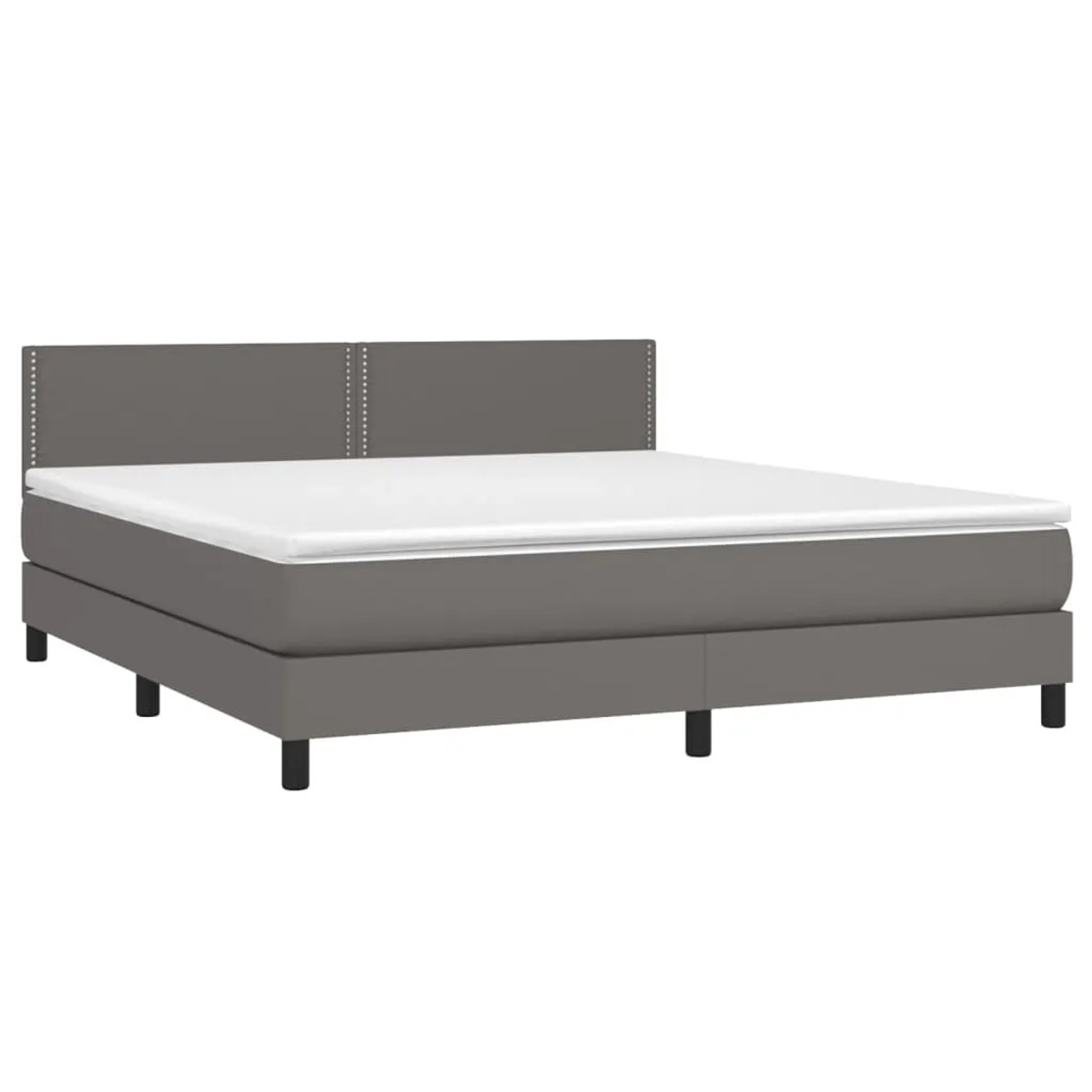 Graues vidaXL Boxspringbett 180x200 cm mit Kunstleder-Bezug und Matratze.